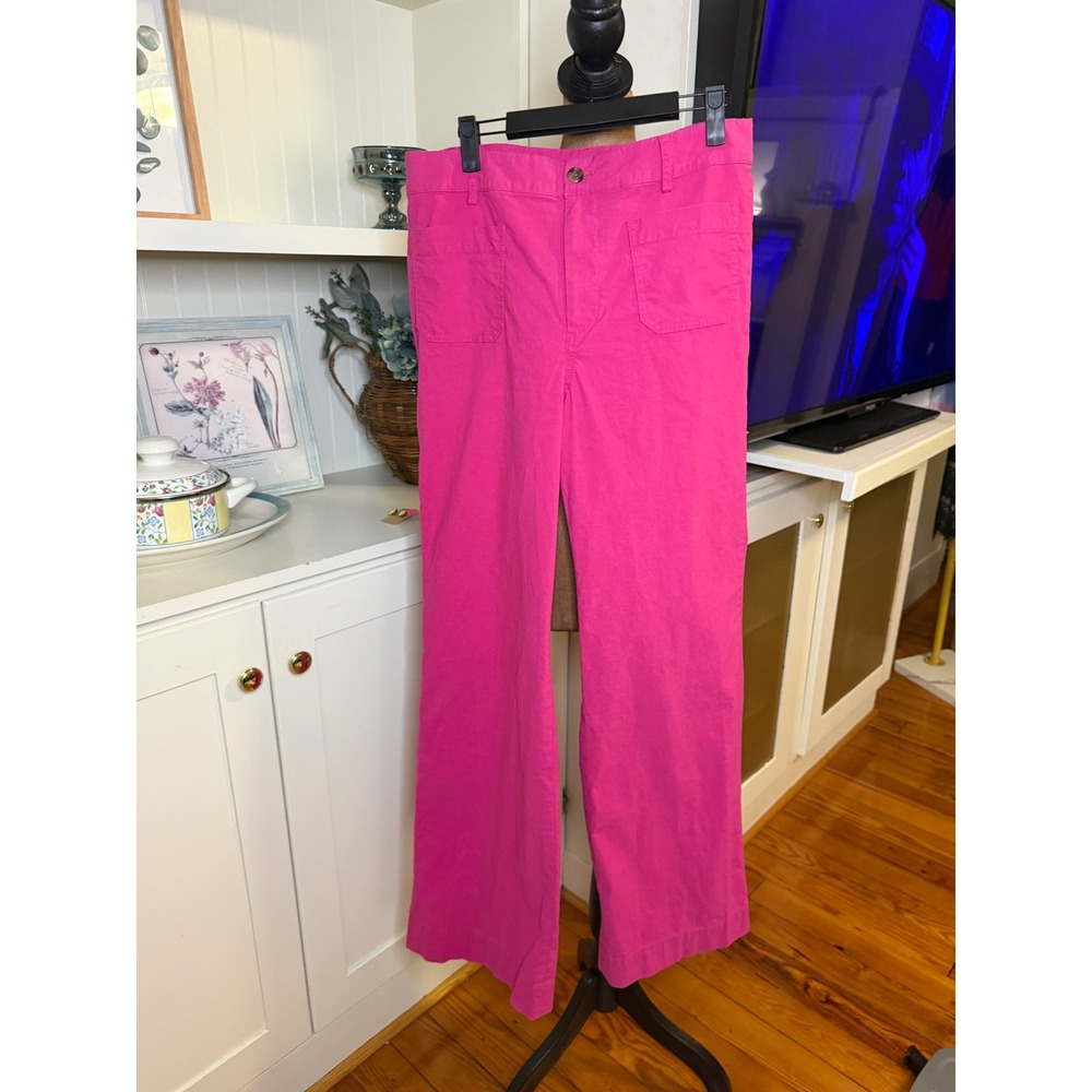 J.Crew Re-Imagined Pink Cotton Linen Blend Wide Leg Pants 29T Tall